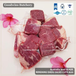Beef BLADE Australia RALPHS frozen sampil kecil daging rendang PORTIONED CUTS 1.5" 4cm (price/pc 1kg)
